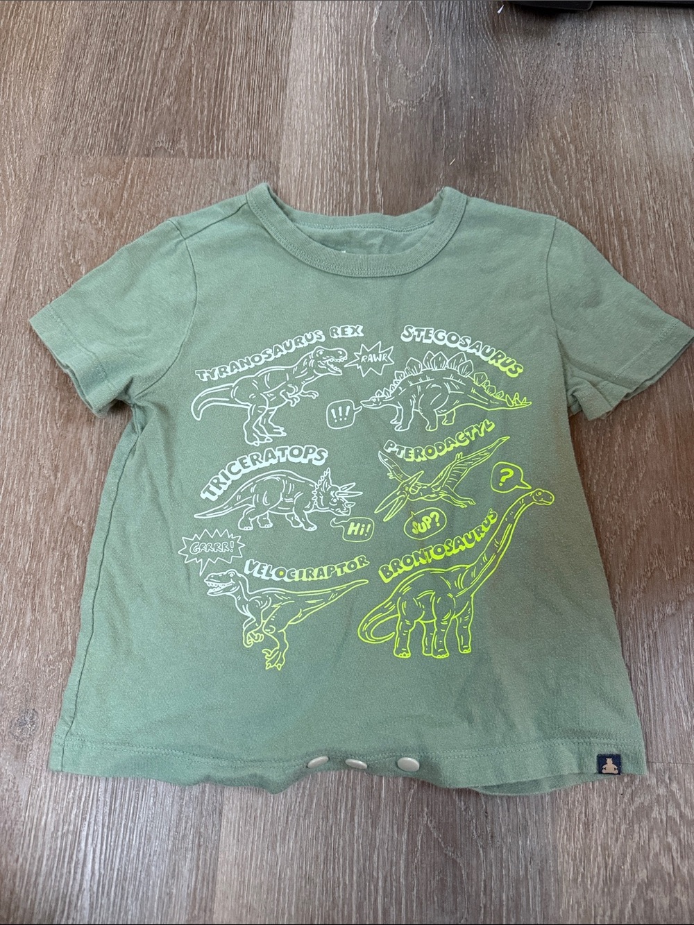 Kids' Green Dinosaur Graphic Romper